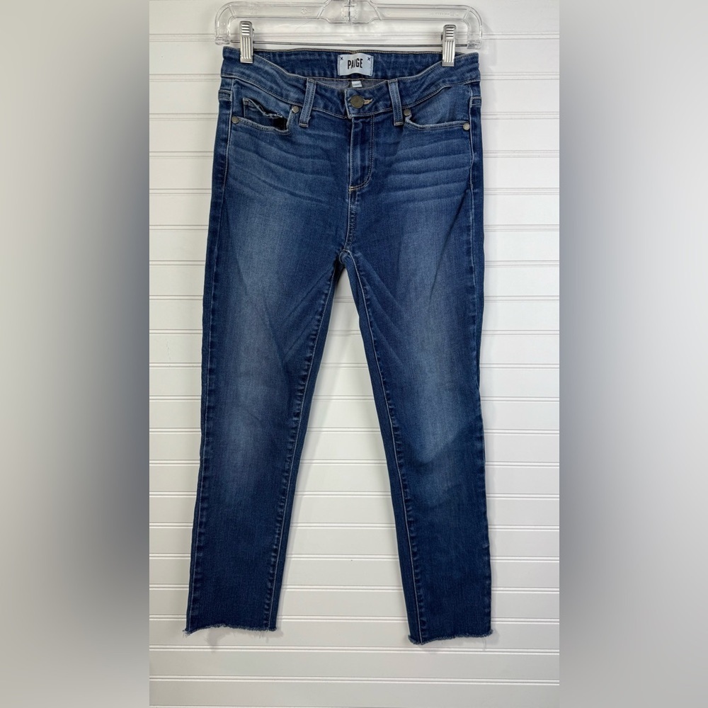 PAIGE Women's Skyline Ankle Peg Jeans, medium wash. Size 28